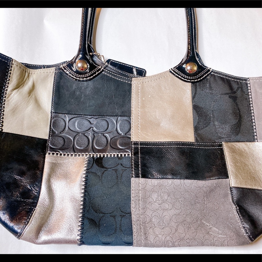 Black & Grey Coach Patchwork Purse